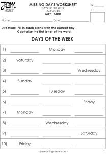 DAYS OF THE WEEK